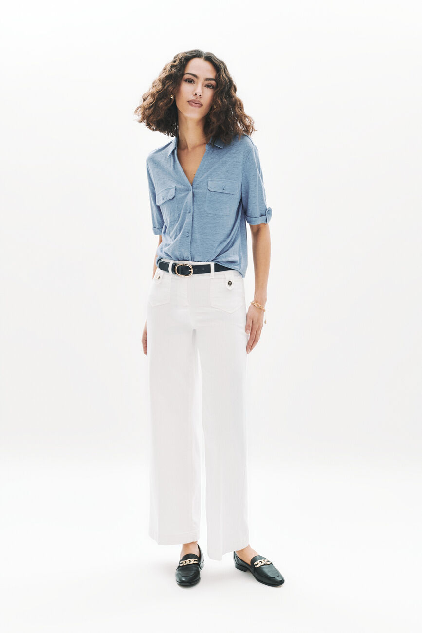 Camisa estela 100 % lino azul grisáceo mujer