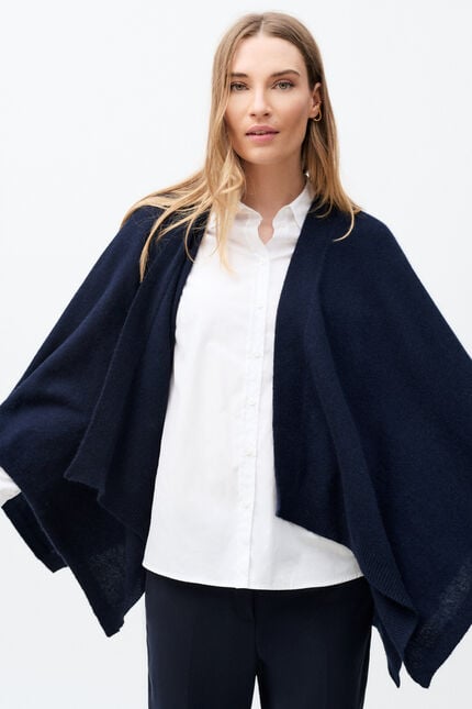 Hera 100% cashmere poncho navy blue woman