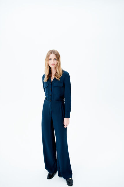 Pantalon paname bleu petrole femme