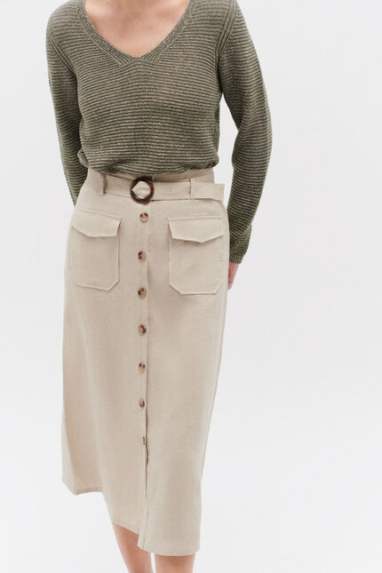 100% linnen rok Agnes taupe vrouw