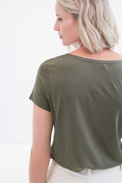 T-shirt Janice Toutes à l'école verde cachi donna