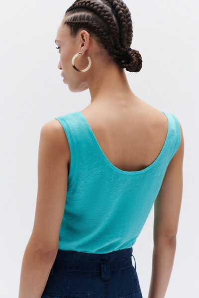 Debardeur aretha 100% lin vert emeraude femme