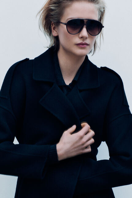 Manteau geant 100% laine noir femme