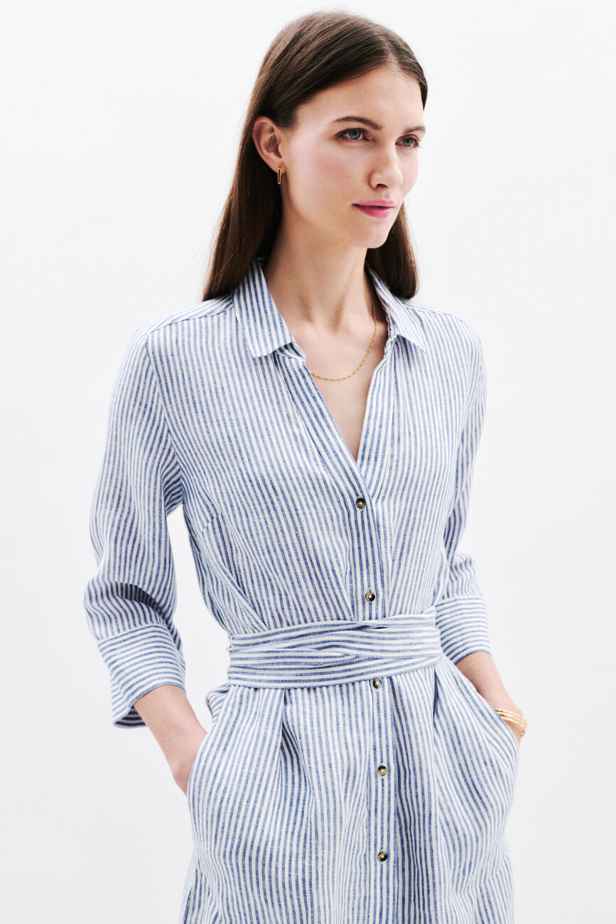 Robe ryana2 100% lin denim stone femme