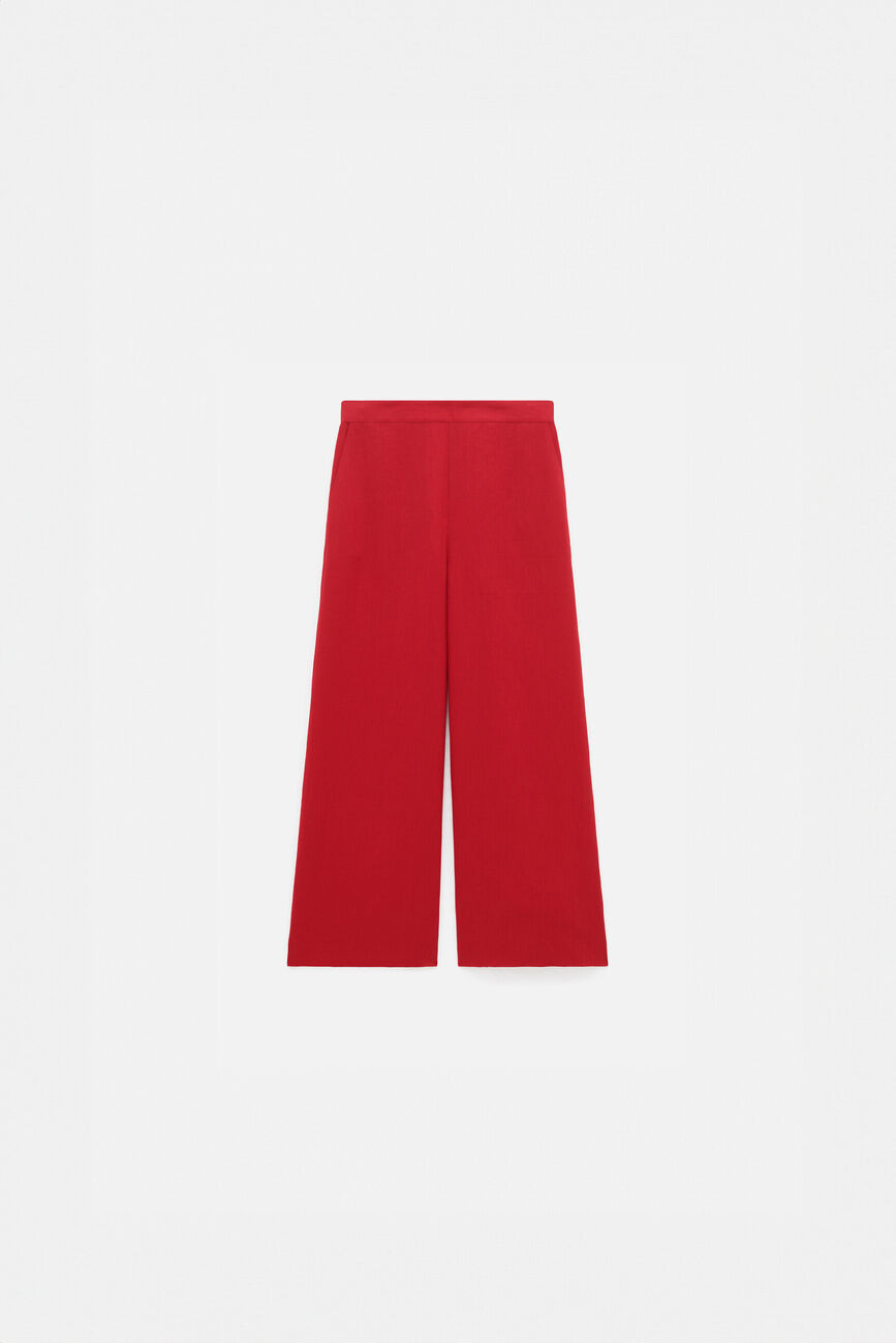 Pantalon pandi 100% lin rouge clair femme
