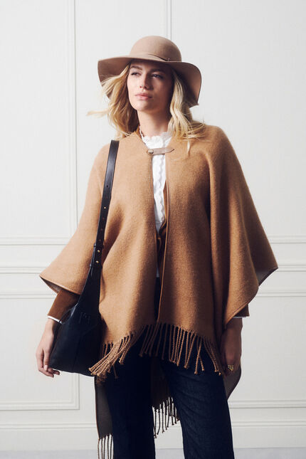 poncho heve camel mujer