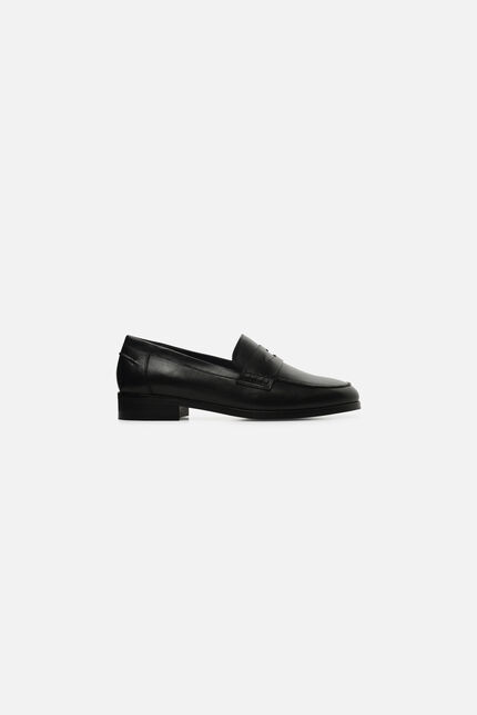 Natuurlijke leren mocassins Emi zwart vrouw