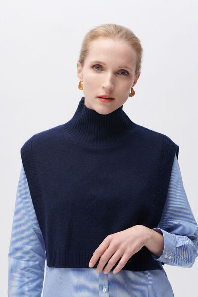 Poncho ysee azul-marinho mulher