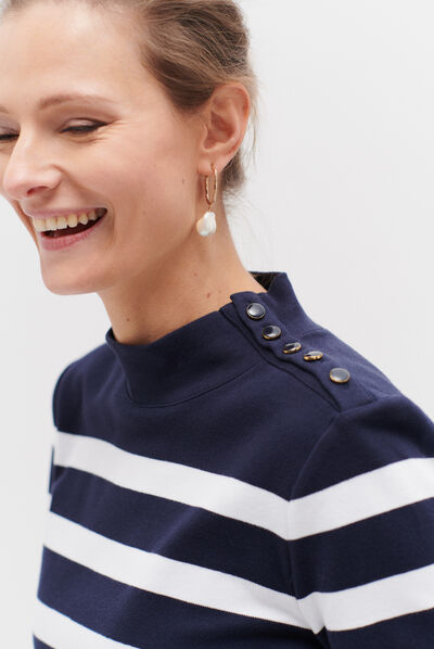 T-shirt Charlie à rayures bleu marine femme