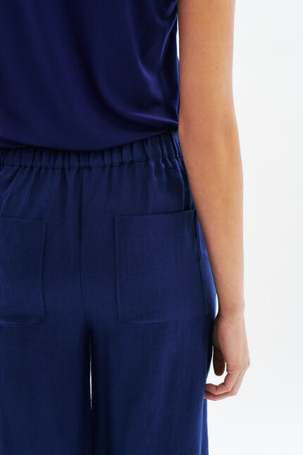 Pantalón Pandi 100% lino azul marino mujer