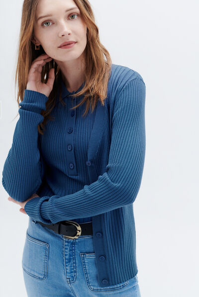 Gilet marine denim stone femme