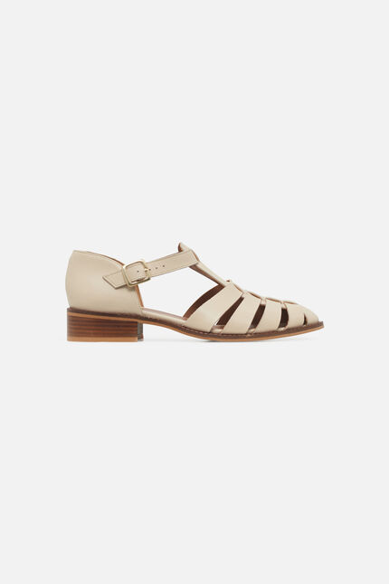 Sandalias Alta de cuero natural arena mujer