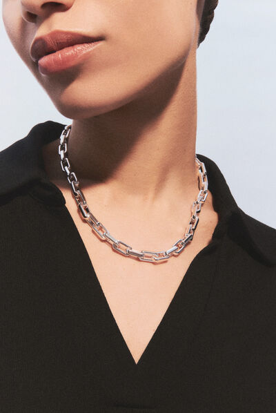 Collier billann à maillons gris argent femme