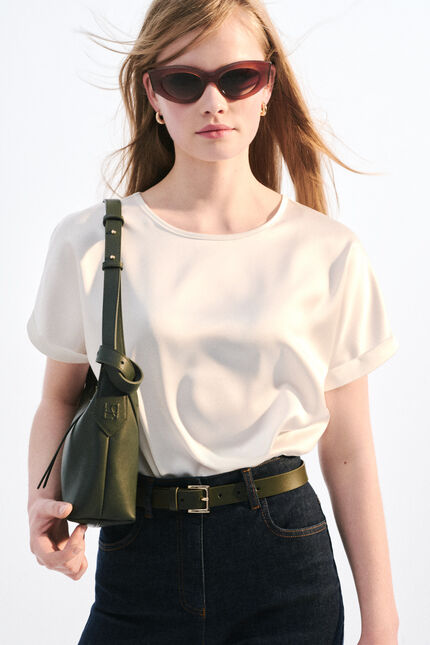 Sac Soa en cuir naturel vert kaki femme