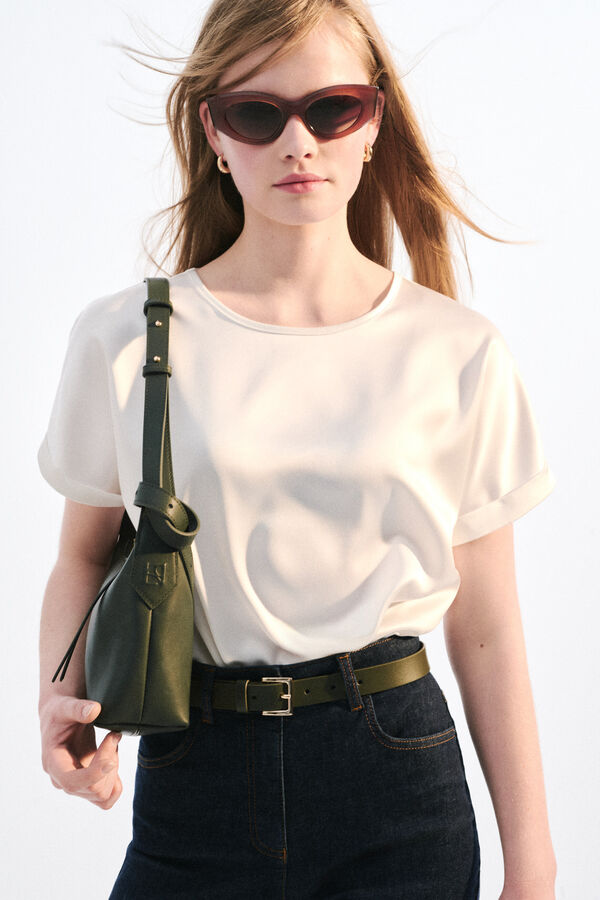 Sac Soa en cuir naturel vert kaki femme