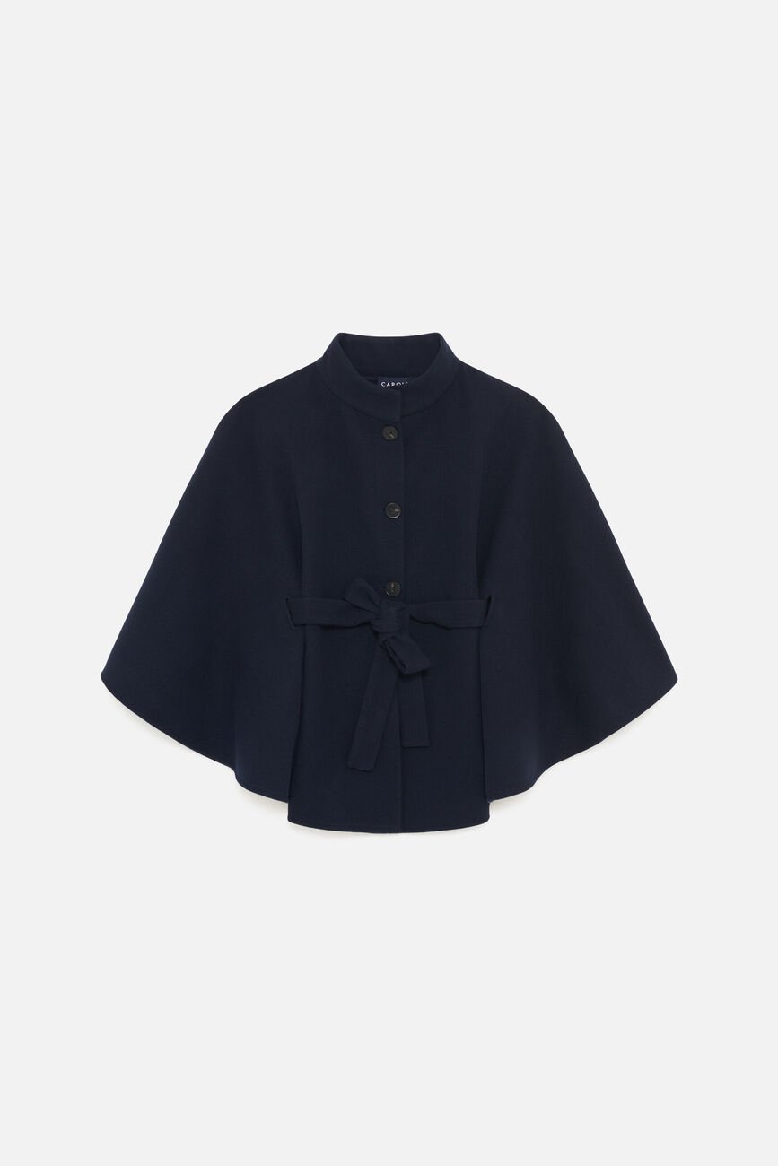 Poncho Hacaro bleu marine femme