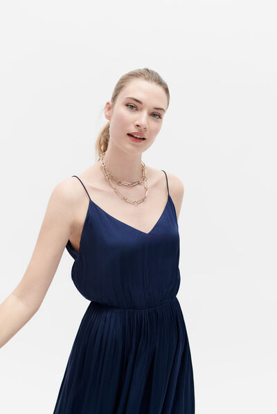 Robe relise bleu marine femme