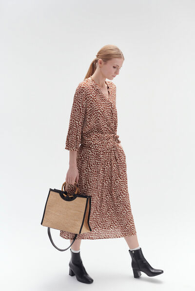 jupe tawney à motif bicolore marron cognac femme