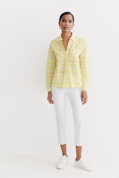 Chemise Florentine à motifs jaune or femme