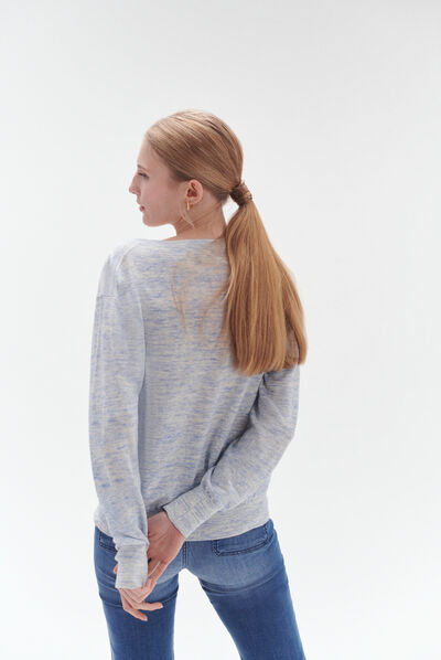 Pull tom col tunisien bleu electrique femme