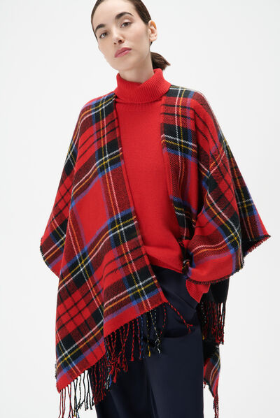 Poncho hadict rouge femme