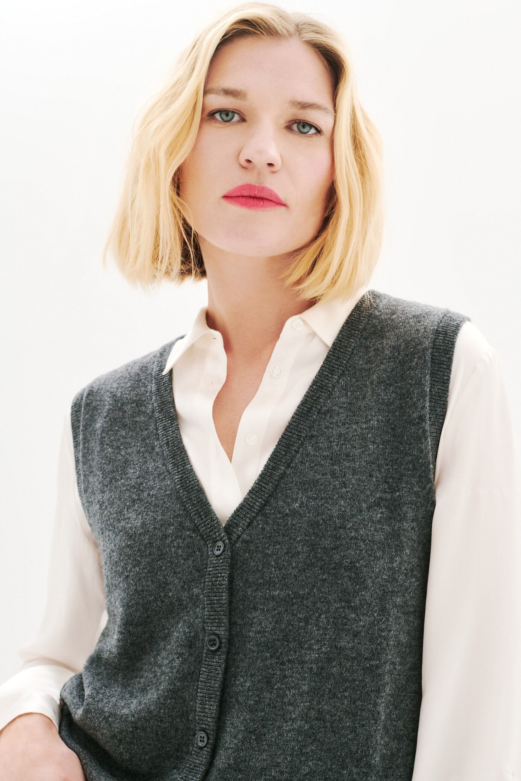 Gilet milou gris foncé femme