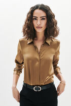 Cjamie1 100% silk shirt taupe woman