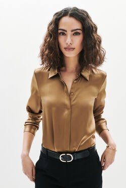 Cjamie1 100% silk shirt taupe woman