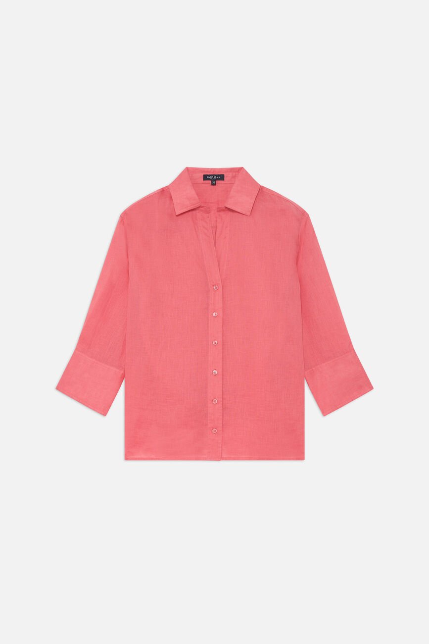 Chemise coraline 100% lin rose femme