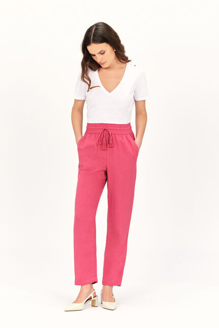 Pantalon pluc rouge fonce femme