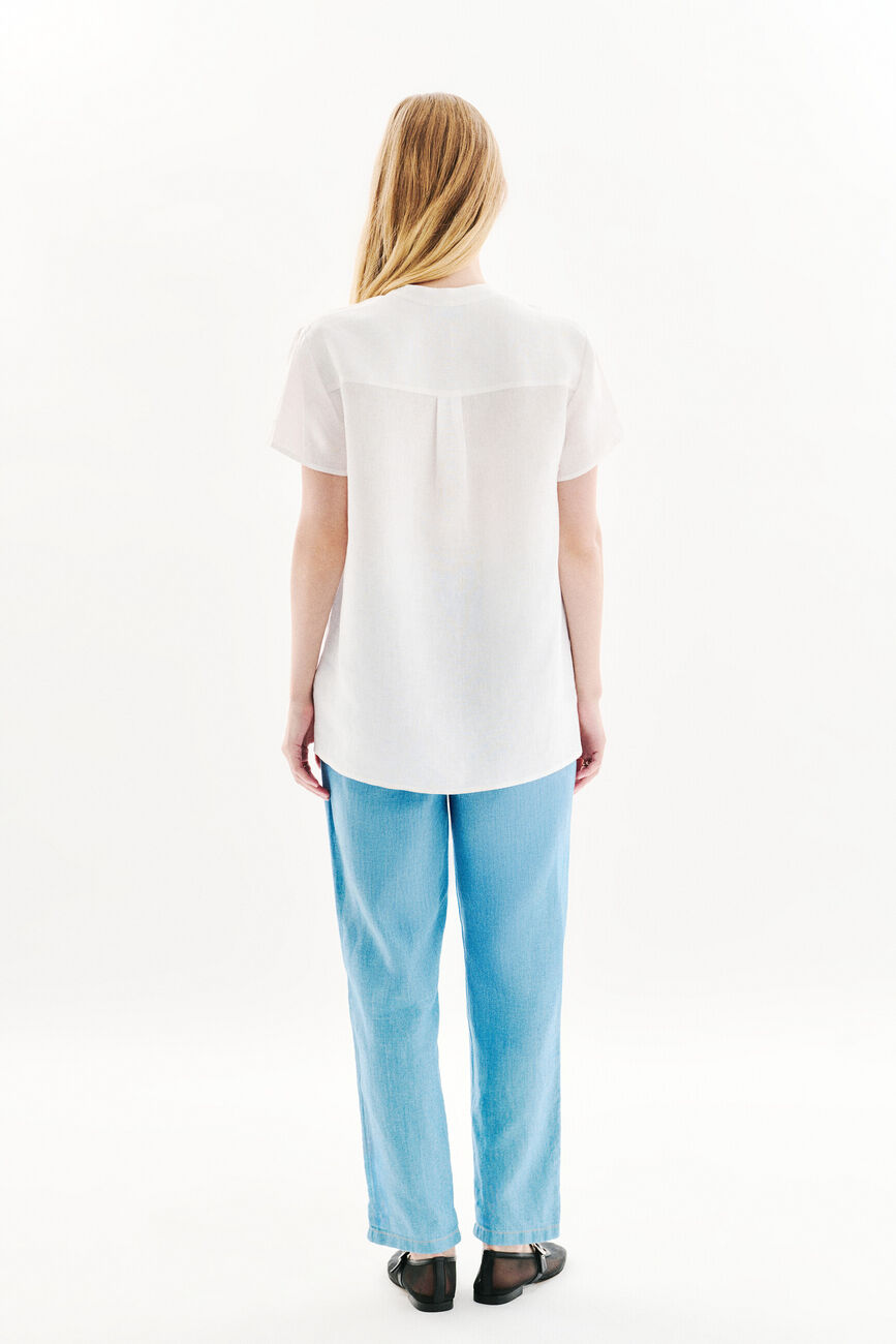 Kat 100% linen top white woman