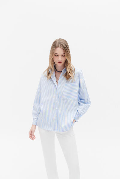 Camisa Claudine azul céu mulher