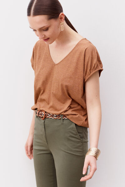 T-shirt Holly camel vrouw