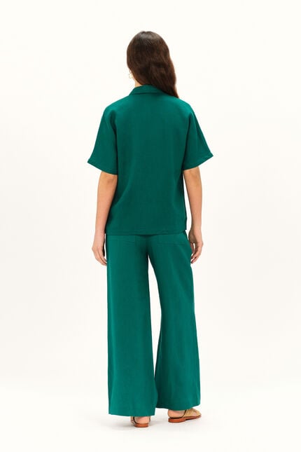 Chemise clouane1 100% lin vert emeraude femme