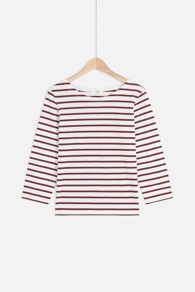 T-shirt trifine bordeaux femme