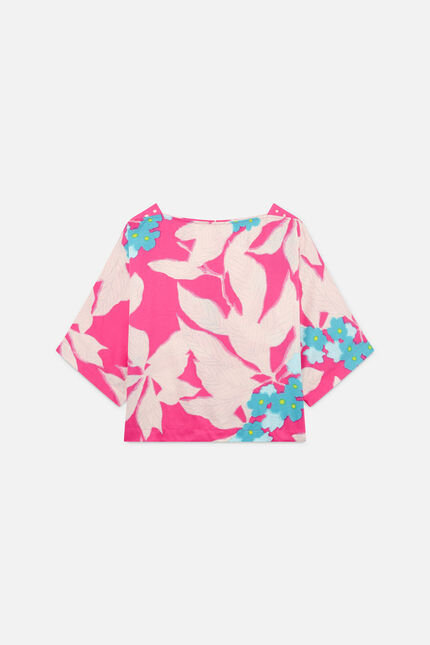 Blouse Cscarf rose fushia femme