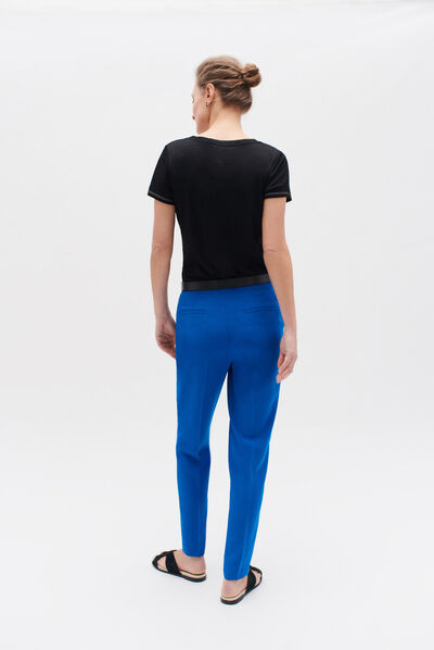 pantalon gautier bleu electrique femme
