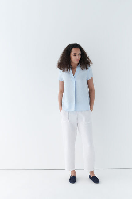 blouse kat 100% lin bleu ciel femme