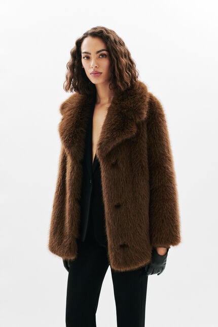 Grizly coat chocolate brown woman