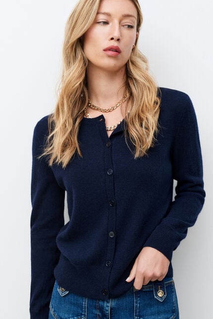 mcaroline 100% cashmere cardigan navy blue woman