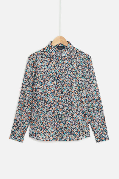 Camisa Jessica de flores azul marino mujer
