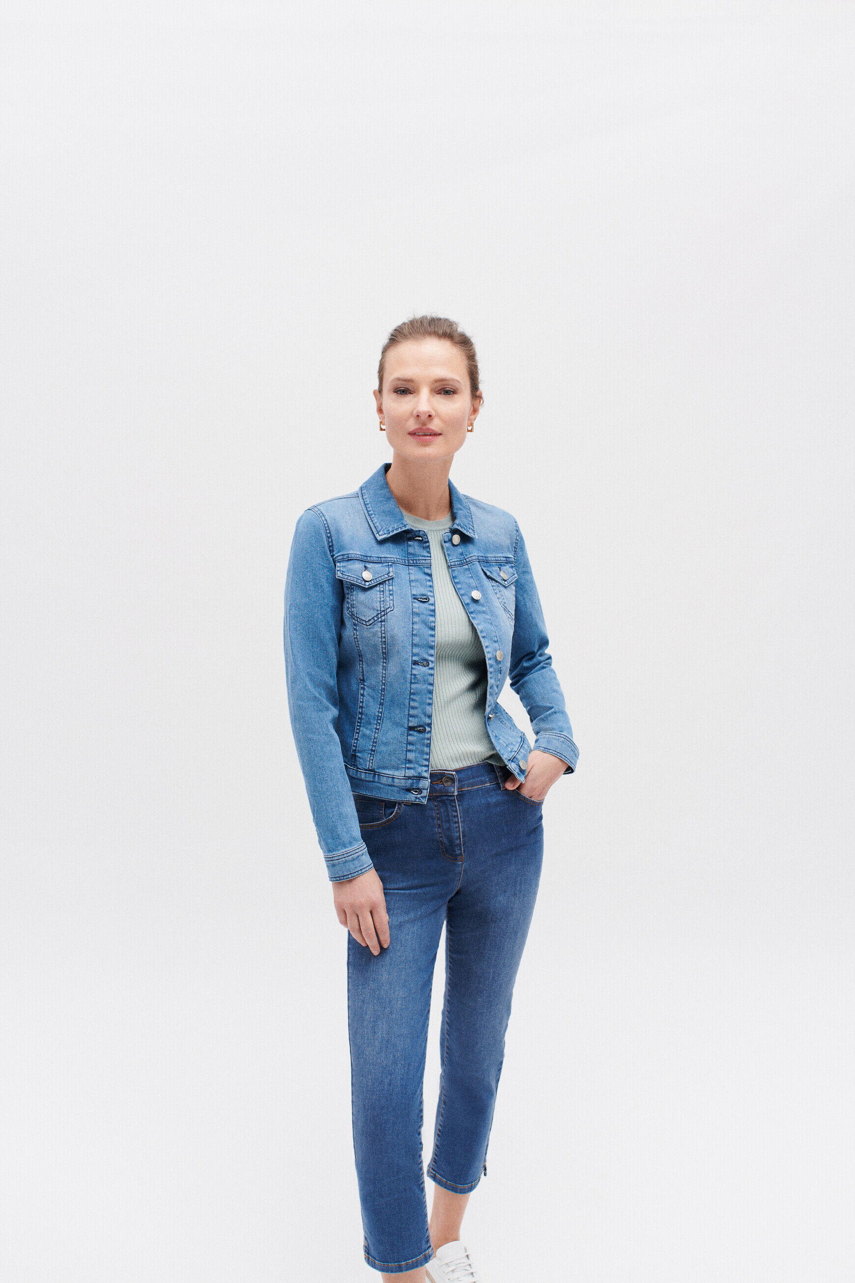 Veste en jean sales col mouton femme