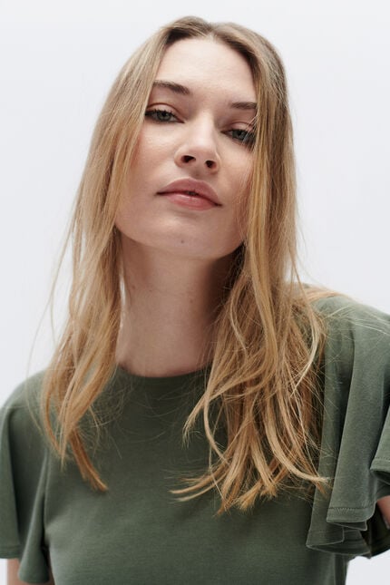 Tshirt sara vert kaki femme