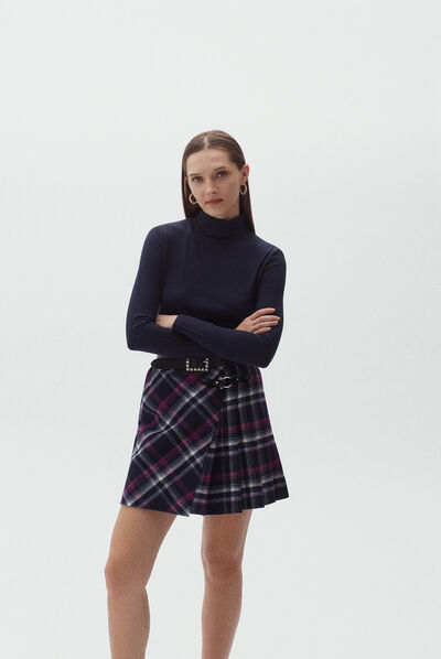 jupe margaret plaid bleu marine femme