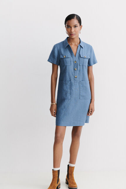 Abito Laure 100% lino denim stone donna