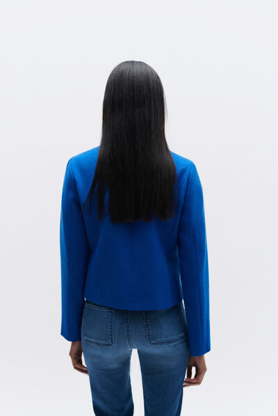 veste courte josephine bleu electrique femme