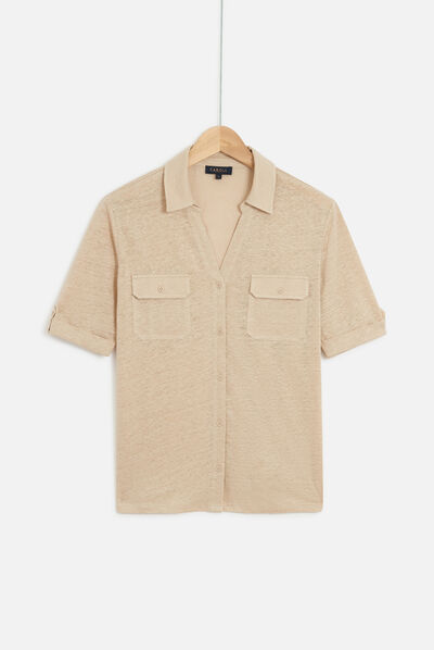 chemise estela 100% lin beige femme