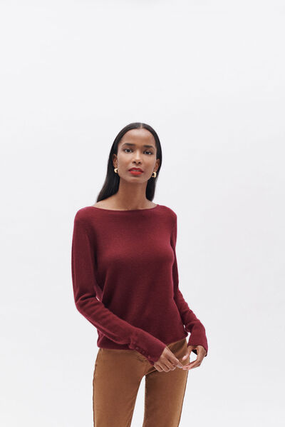 Pull mzoan bordeaux femme