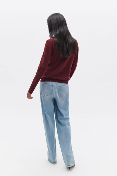 pull dylan b 100% cachemire bordeaux femme