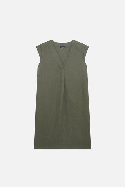 Abito Pamela 100% lino verde cachi donna